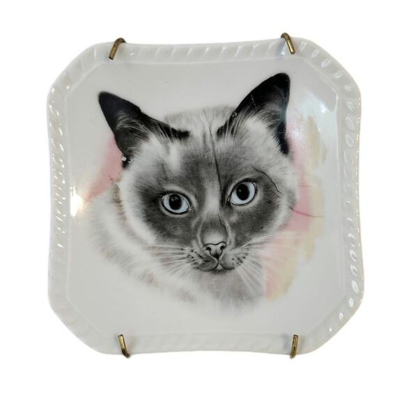 Chadwick Siamese Hanging Cat Plate Wall Decor Japan Vintage Gray - Picture 1 of 8
